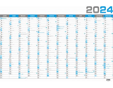 Nástěnný kalendář 2024 - nástěnný roční modrý 