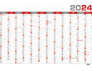 Nástěnný kalendář 2024 - nástěnný roční červený