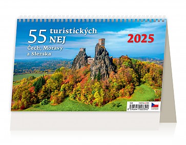 Stolní kalendář 2025 55 turistických NEJ Čech, Moravy a Slezska