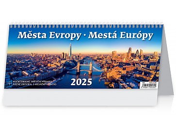 Stolní kalendář 2025 Plánovací kalendář Města Evropy/Mestá Európy