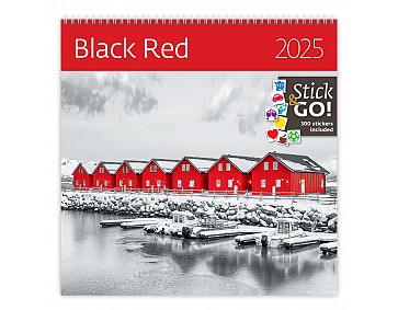 Nástěnný poznámkový kalendář 2025 Black Red