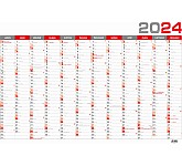Nástěnný kalendář 2024 - nástěnný roční červený